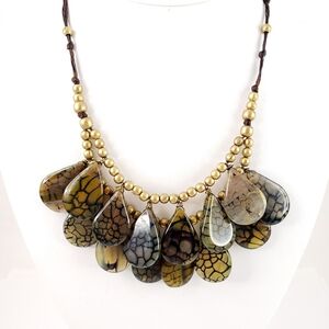 Nakamol statement with tan, brown and black polished teardrop shaped stones